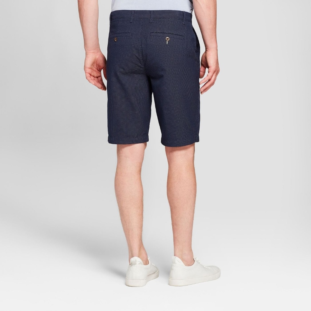 Blue White Dot Linden Flat Front Slim Chino Short - Picture 2 of 8